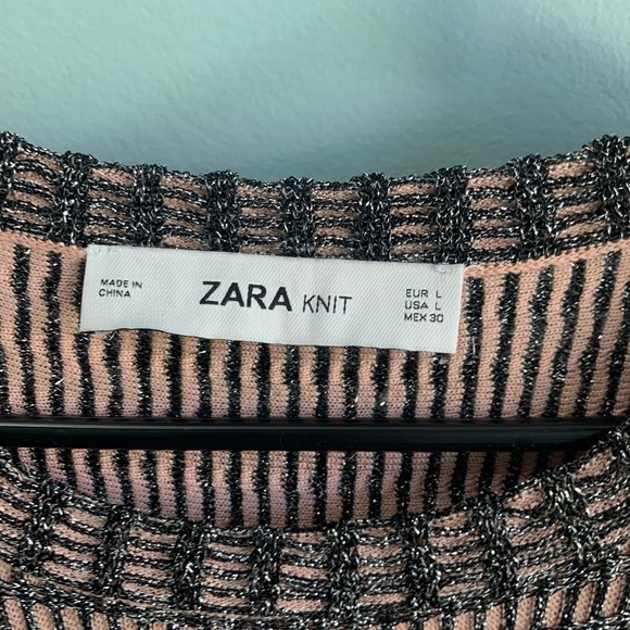 ZARA Knit tunic Metallic knit Dress- Size Large - Picture 5 of 9